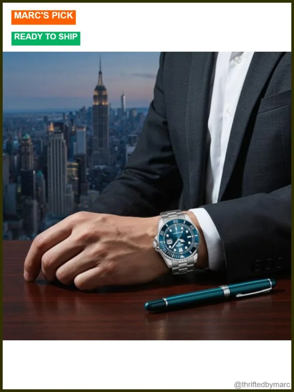 Men's Analog Watch Stainless Steel Strap Date Display Water Resistant Luminous